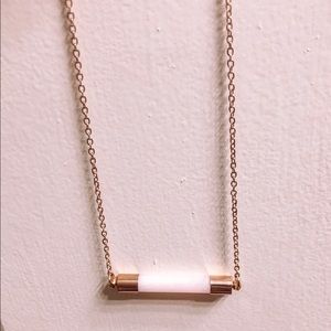 Adjustable rose quartz bar necklace